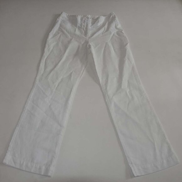 Talbots Women's Straight Leg Linen Cotton Pants Size 4 Petite White Classic Rise - Picture 1 of 6